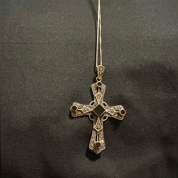 925 Onyx cross necklace set ✝️ - Picture 3 of 6